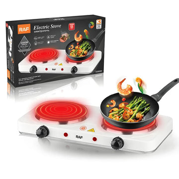 Double Electric Stove Hot Plate 2000W, Portable Dual Burner Cooktop