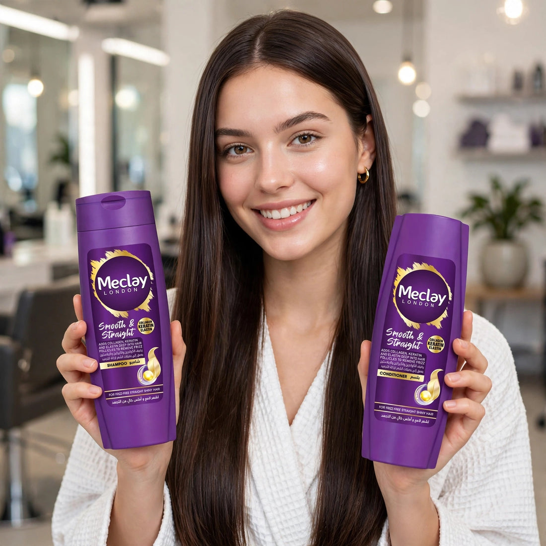 Meclay London Smooth & Straight Shampoo & Conditioner Combo – Collagen Keratin Formula for Frizz-Free, Silky Hair