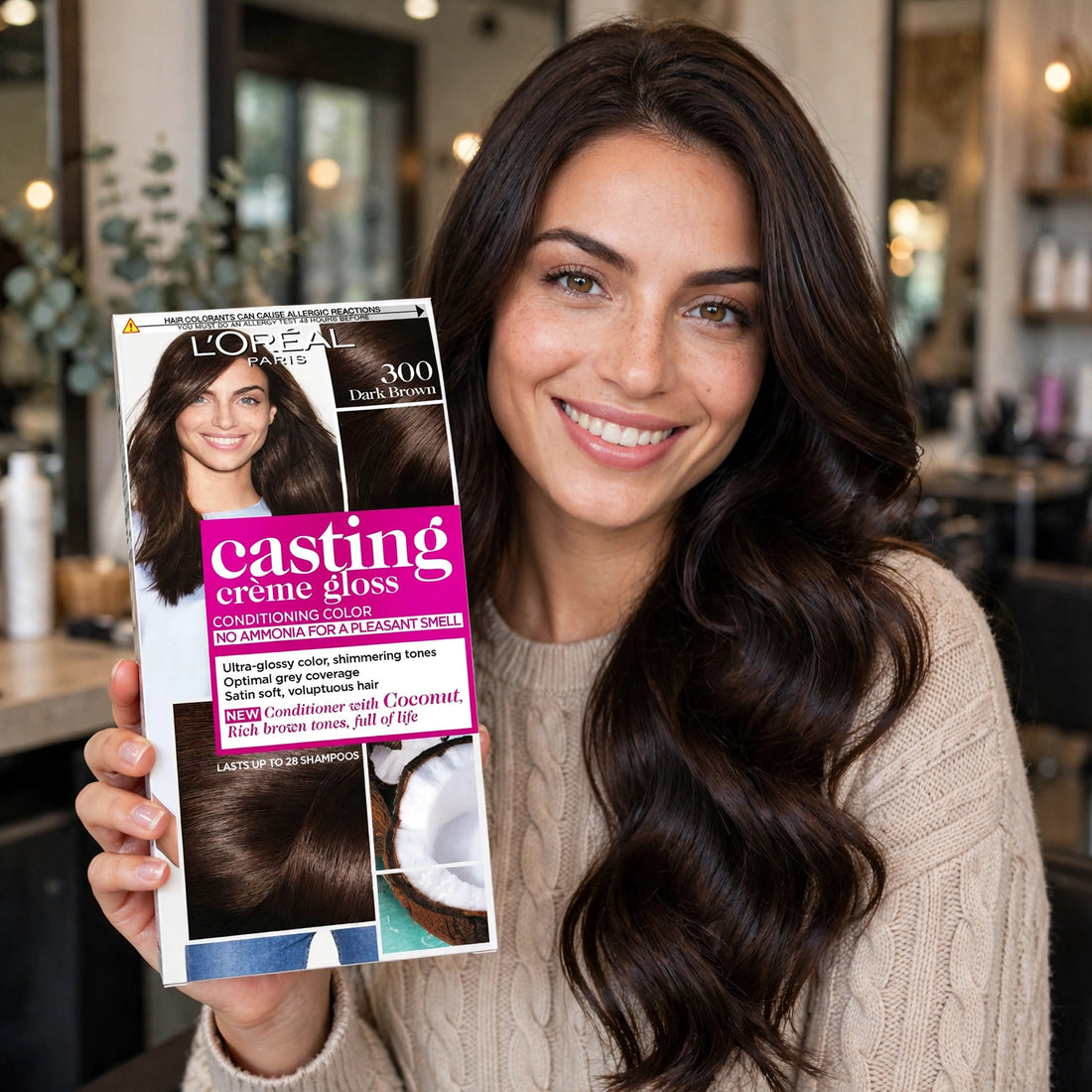 L'Oréal Paris Casting Crème Gloss Hair Color 300 Dark Brown – Ammonia-Free Permanent Hair Dye